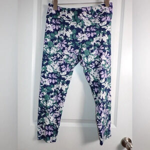Cuddl Duds Women's Flexwear Cropped Leggings Floral Print size M